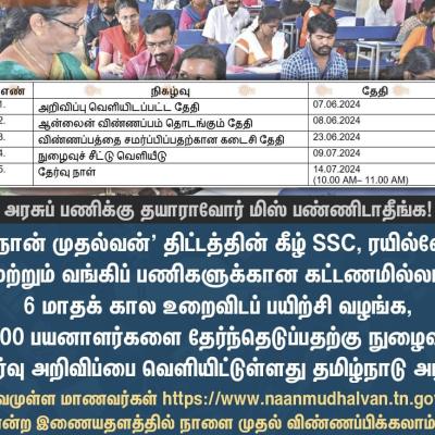 ஒன்றிய அரசின் SSC, ரயில்வே மற்றும் வங்கிப் பணி